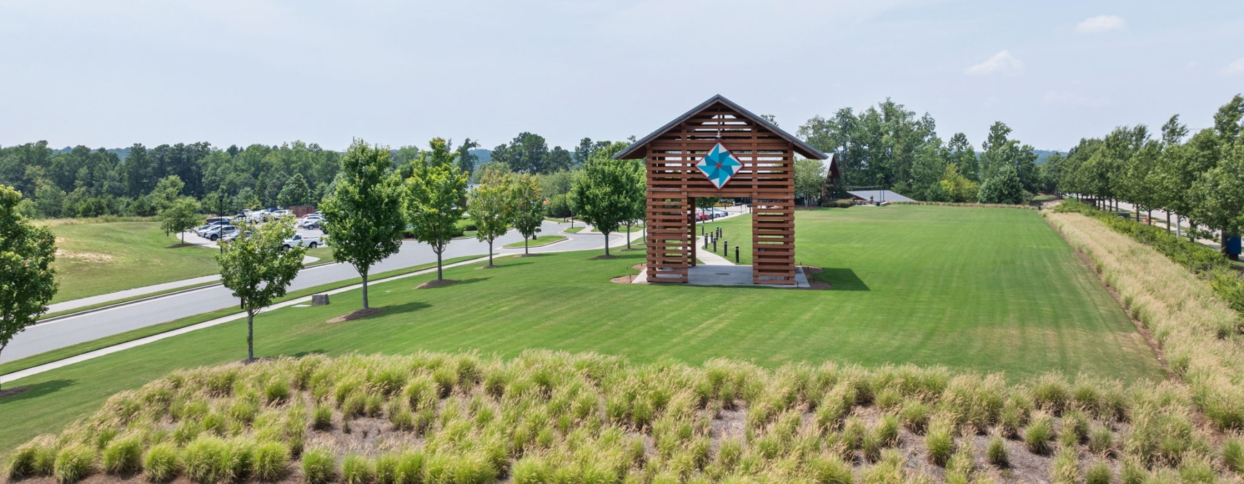 Wood structure in a field