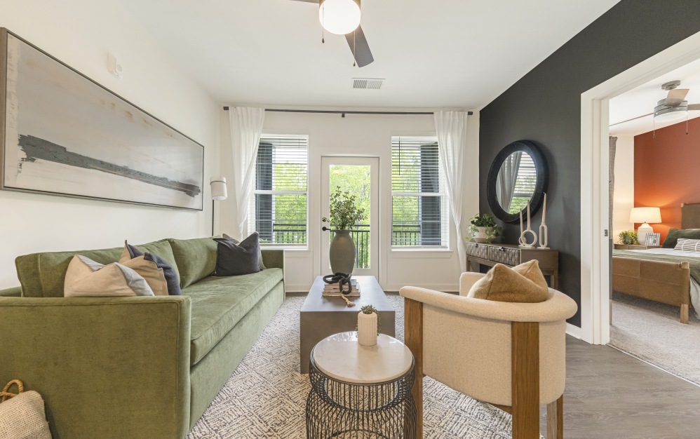 B1.5 - 2 bedroom floorplan layout with 2 bathrooms and 1073 square feet (Expansive Living Area)