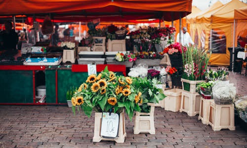 flower shop at an outdoor market